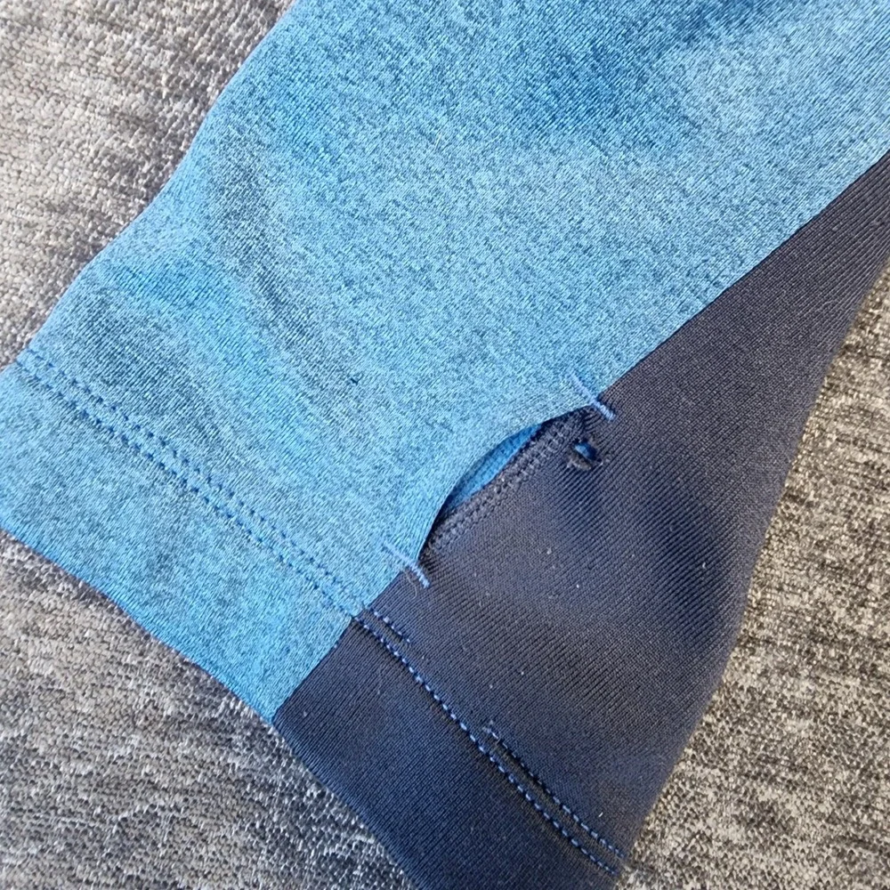 The North Face Hooded Fleece Jacket Men XXL Blue Good Heathered Thumbhole Zip
